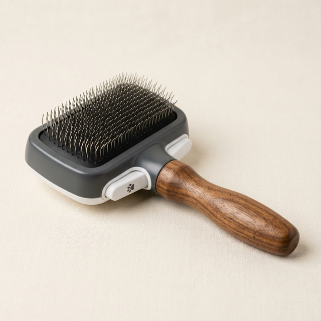 Soft coat grooming brush for gentle pet hair removal and deshedding