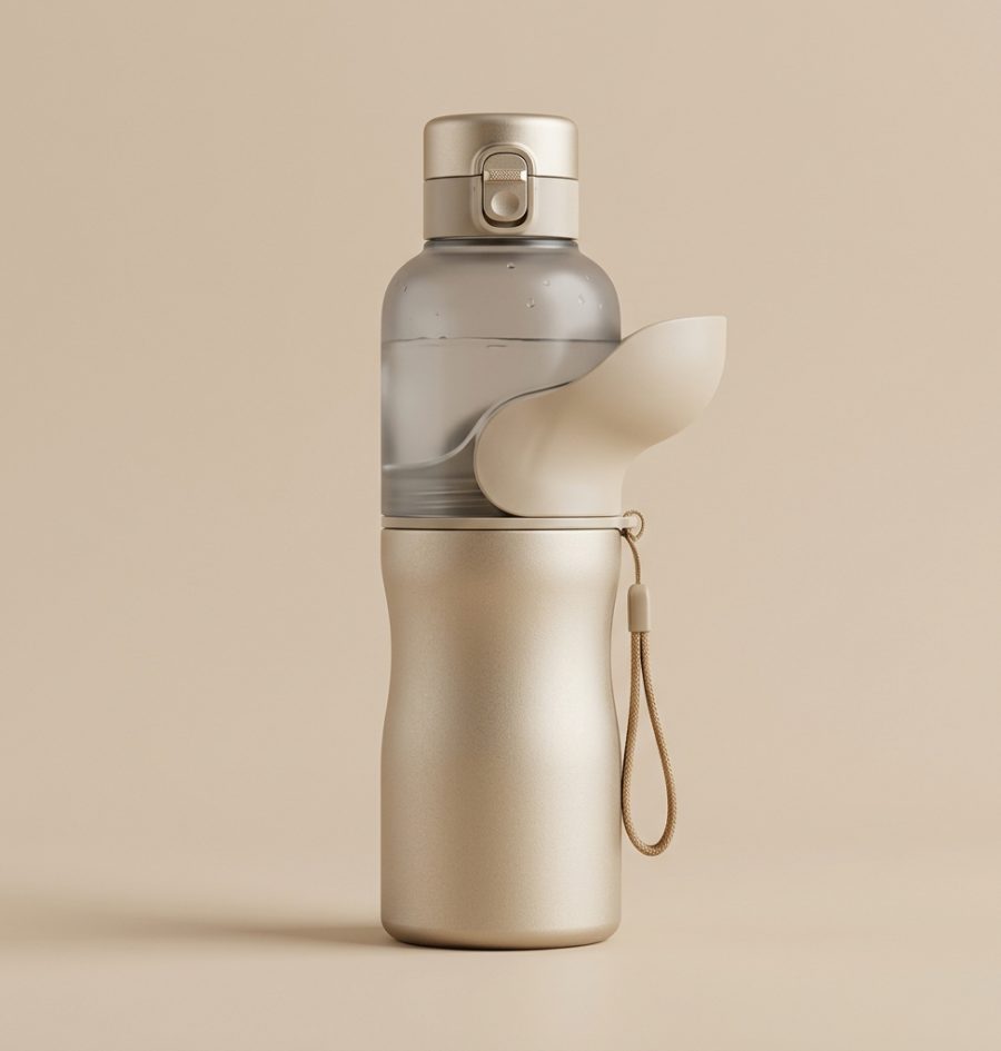 Portable pet water cup and feeder bottle for dogs and cats on the go